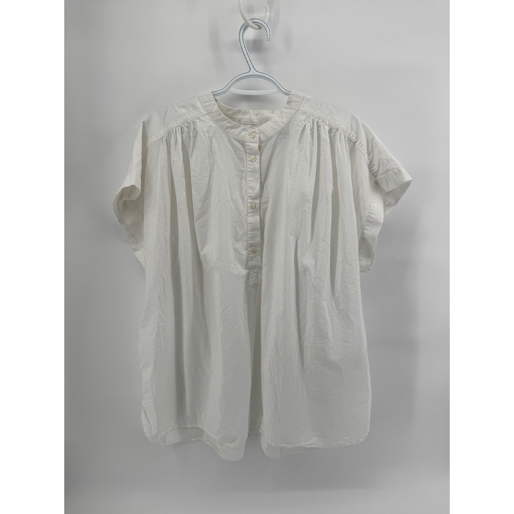 Universal Thread Womens White Cotton Band Collar Henley Blouse Plus 1X